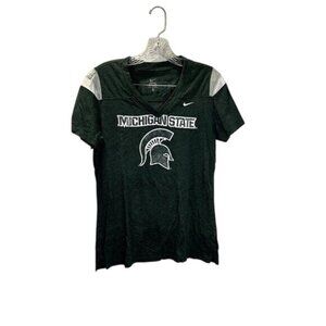 Women's Nike Green Michigan State Spartans‎ Graphics V-Neck Tee T-Shirt